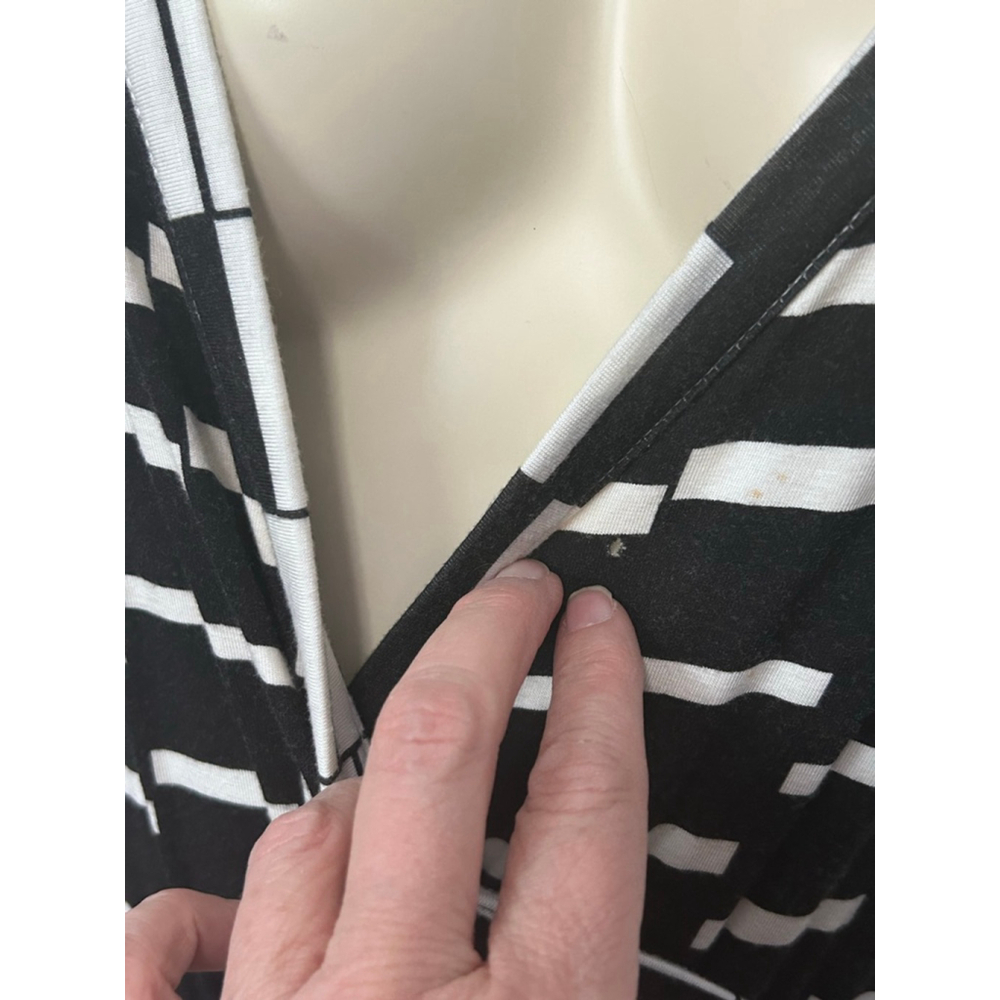 Lane Bryant Maxi Dress Black White Geometric Faux Wrap 14/16 Stretch - Picture 7 of 12